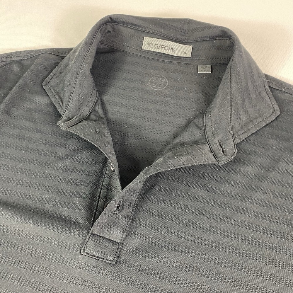 G/Fore Polo Short Sleeve Shirt Mens XL Black Stripe Golf Performance G4
